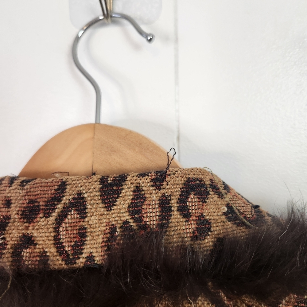Vintage Leopard Print Faux Fur Coat Jacket Glam Rockabilly Womens Size XL 90s - Picture 10 of 12